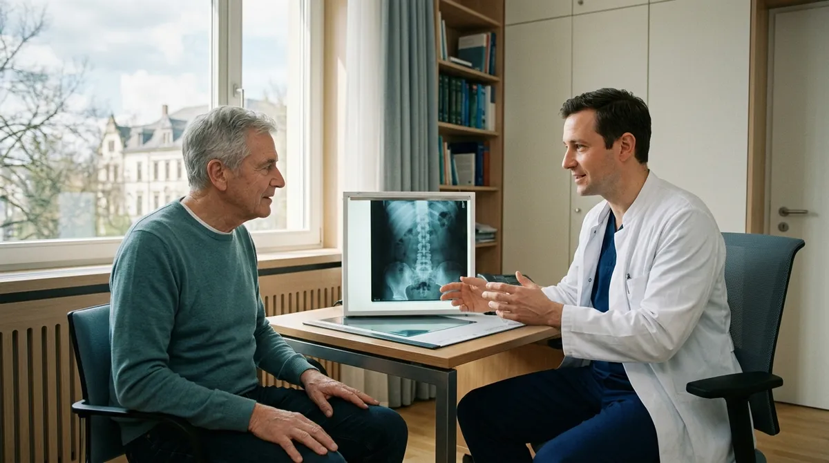 Chirurgien expliquant une intervention à un patient